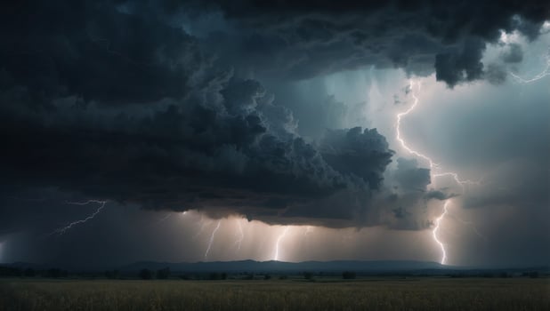 The Wrath of God Dramatic stormy sky with lightning and clouds. photo