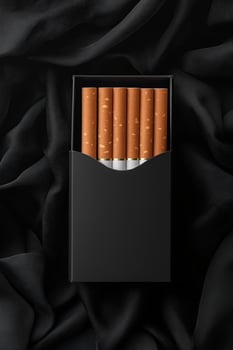 Mockup cigarettes in a black package on a black background photo