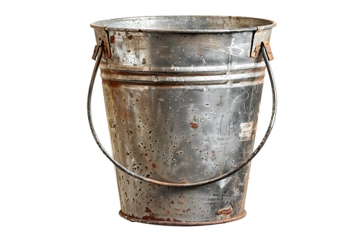 Old rusty bucket with handles insulated photo