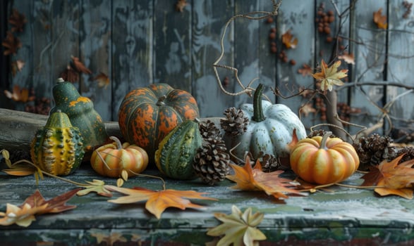 A rustic still life with a pumpkins photo