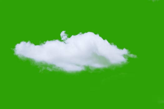Fluffy White Cloud Isolated on Vibrant Green Background - Perfect for Graphic Design and Creative Projects photo