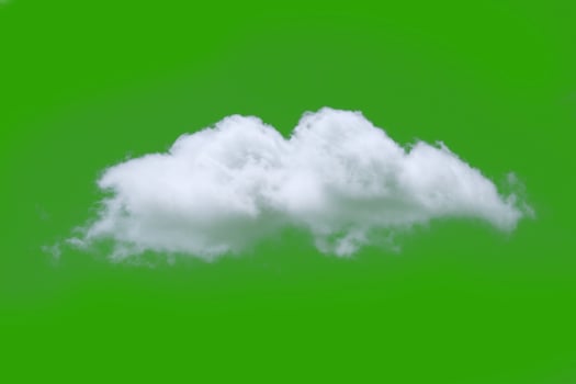 Fluffy White Cloud Isolated on Bright Green Background for Creative Design and Graphic Projects photo