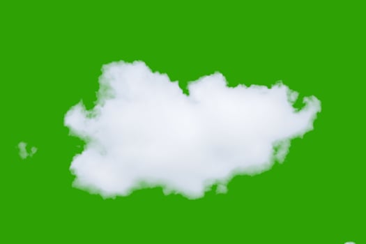 Fluffy White Cloud Isolated on Green Background for Graphic Design and Creative Projects photo