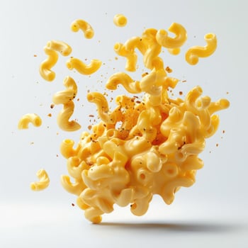 A dramatic and artistic illustration of cheese raining down from a burst in the air. photo