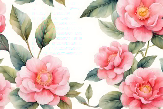 Watercolor camellia flower white backrgound photo