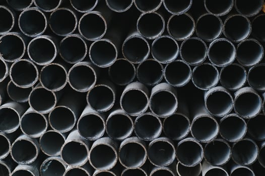 stack of square steel pipes for construction supplies.thailand photo