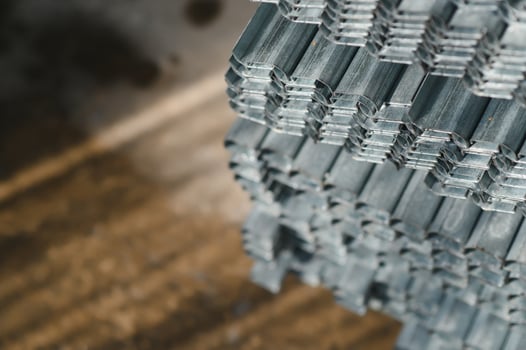 stack of square steel pipes for construction supplies.thailand photo