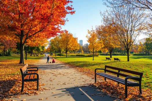 A vibrant park showcasing autumn's beauty. photo