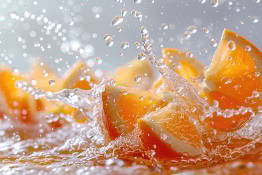 Orange Slices Splashing in Water photo