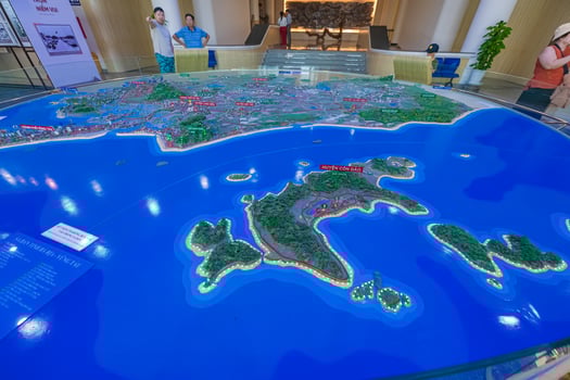 Vung Tau, Vietnam - May 4, 2024 Map of Vung Tau province in Vung Tau museum in the coastal city photo