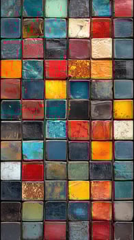 Colorful mosaic tiles forming abstract geometric pattern photo