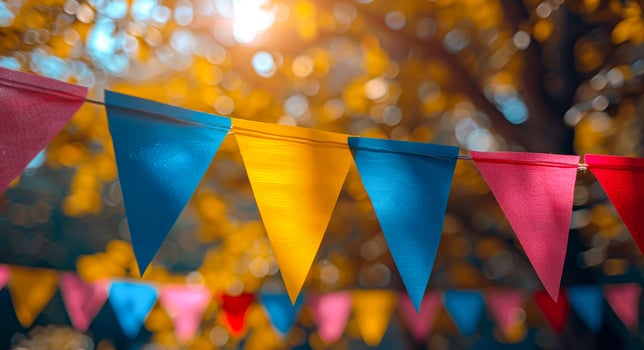 Colorful Pennant Banners Brighten an Autumn Celebration photo
