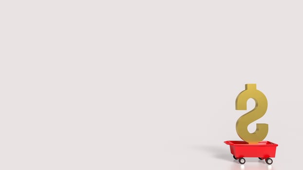 The Dollar on red trolley for Business concept 3d rendering. photo