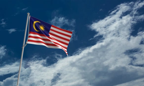 malaysia flag independence blue sky cloud white background wallpaper copy space freedom patriotism celebration culture malaysian national holiday copy space harimerdeka banner event pole nature asian photo