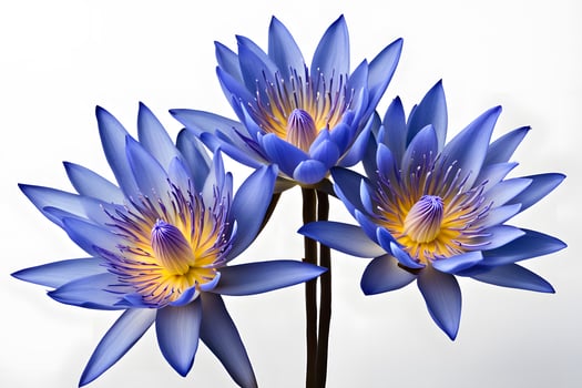 Egyptian blue water lily flower white backgorund photo