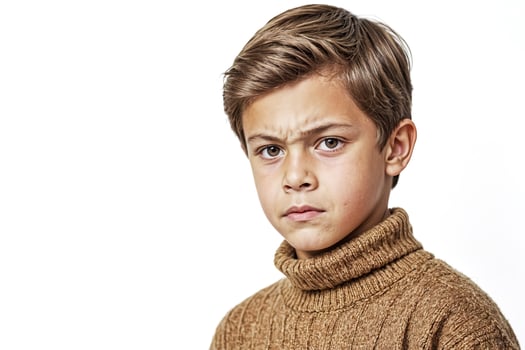 Young boy with serious expression photo