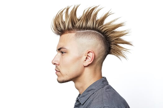 Profile of Man with Spiky Blonde Hair photo