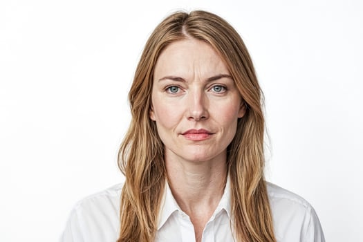 Portrait of a Woman with Blonde Hair and Blue Eyes photo