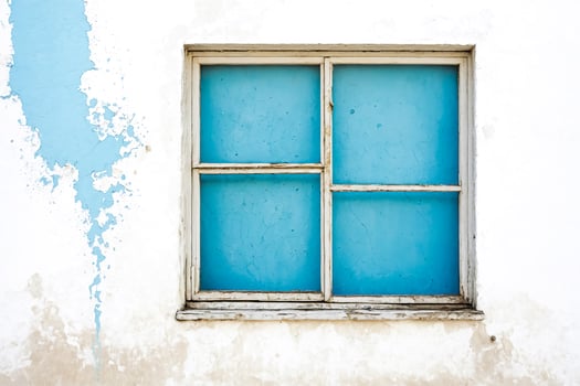 Blue Window on White Wall photo