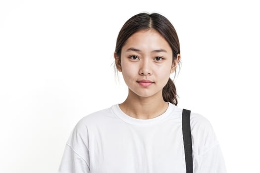 Portrait of a young woman in a white t-shirt photo