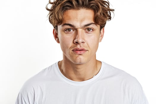 Portrait of a young man with a thoughtful expression photo