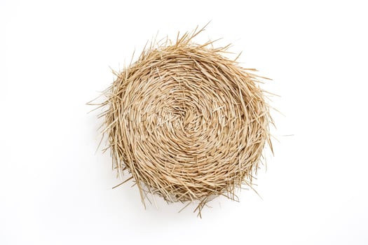 Round Hay Bale Isolated on White Background photo