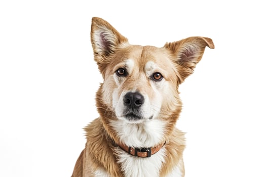 Portrait of a Golden Dog with Brown Eyes photo