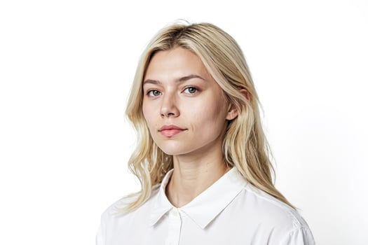 Portrait of a beautiful young woman with blonde hair and blue eyes photo