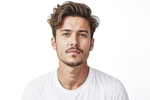 Portrait of a young man with a serious expression photo