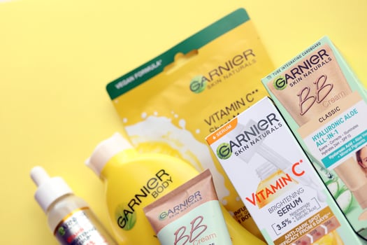 KYIV, UKRAINE - APRIL 20, 2024 Garnier production with company logo. Garnier is a mass market cosmetics brand of French cosmetics company L'Oreal photo