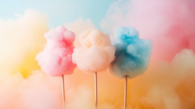 Colorful cotton candy in soft pastel color background photo