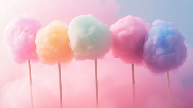 Colorful cotton candy in soft pastel color background photo