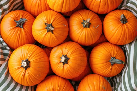 A Close-Up of a Pile of Ripe Orange Pumpkins photo