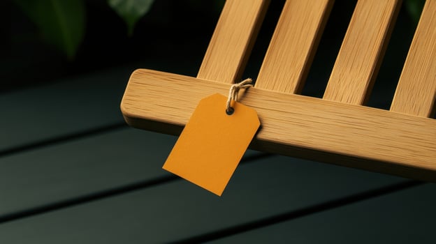 A sale tag on a piece of outdoor furniture, showcasing patio and garden promotions photo