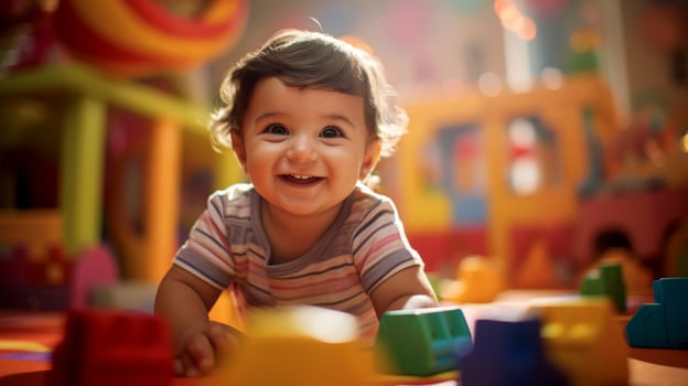 Babys genuine curiosity portrayed in spontaneous scene photo