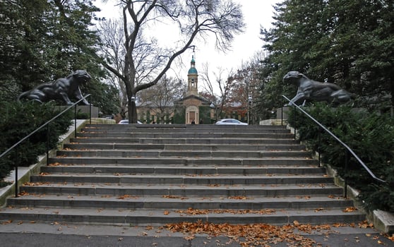 PRINCETON, NJ -15 NOVEMBER 2011 the Princeton University's iconic tiger statues. Princeton University is a Private Ivy League University in New Jersey, USA photo