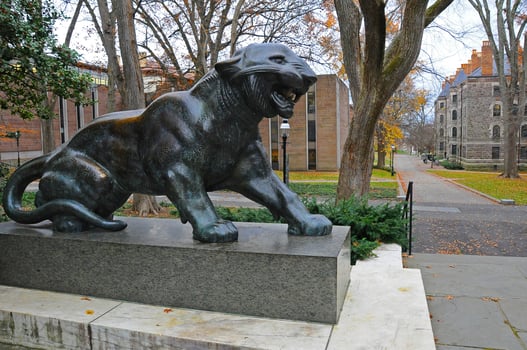 PRINCETON, NJ -15 NOVEMBER 2011 the Princeton University's iconic tiger statues. Princeton University is a Private Ivy League University in New Jersey, USA photo