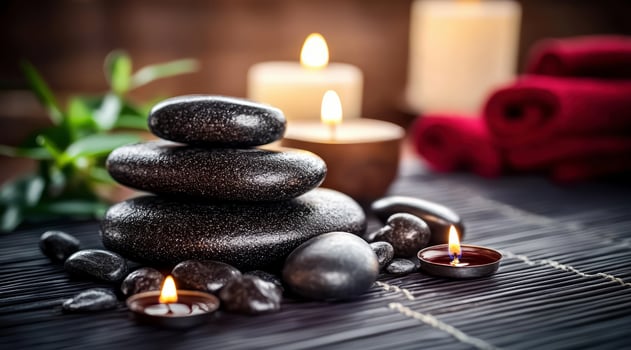 Spa Massage Stones With Candles photo