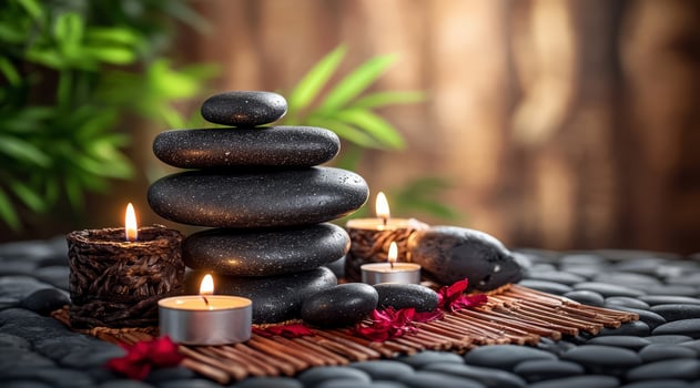 Spa Massage Stones With Candles photo