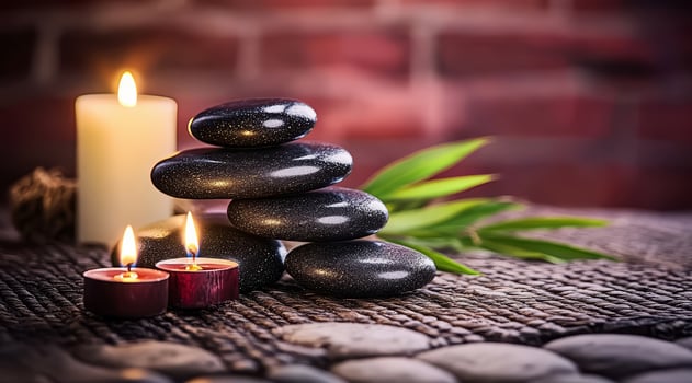 Spa Massage Stones With Candles photo