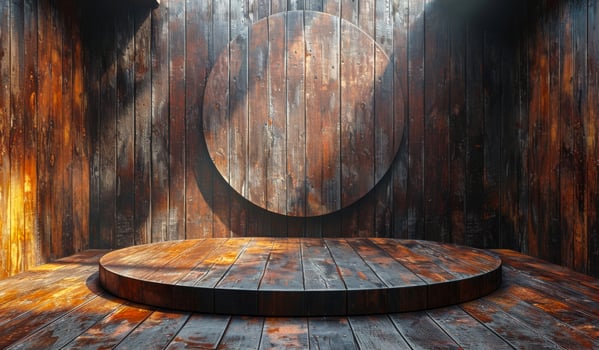 A wooden stage with a round wooden platform photo