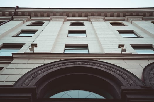An old vintage building with a semicircular arch photo