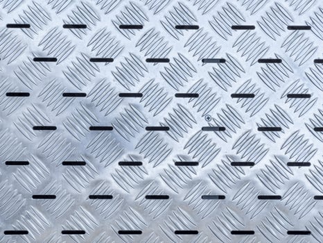Abstract background, texture of industrial building staircase made of non slip stainless steel metal plates photo