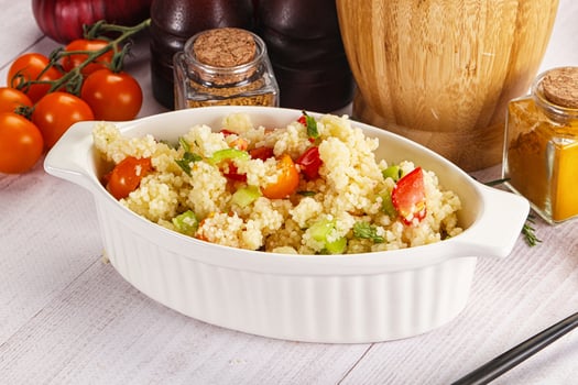 Vegan cuisine couscous with vegetables photo