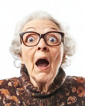 A woman gasps in amazement, showcasing her joyful surprise and vibrant spirit photo