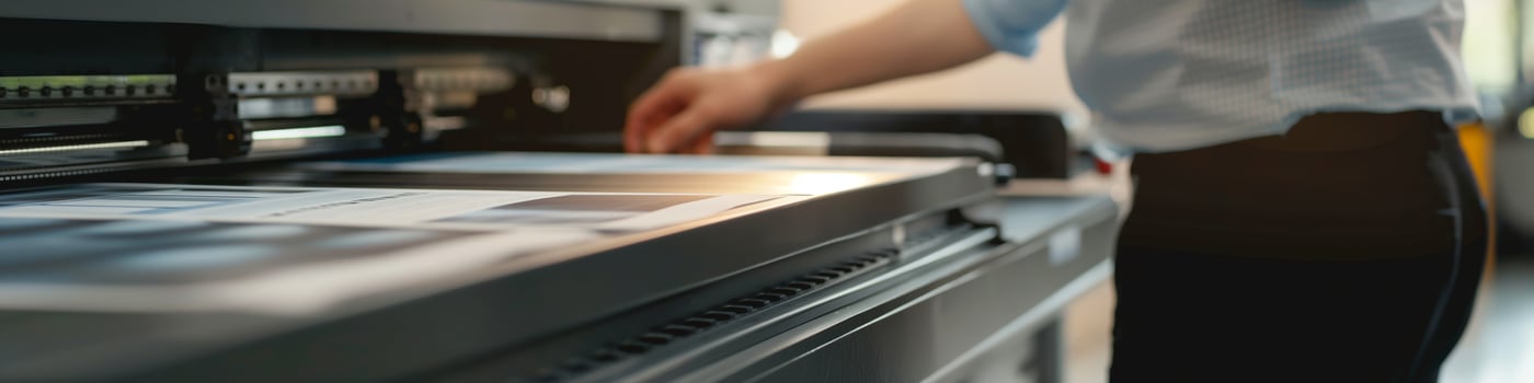 HighQuality Digital Printing Process Showing Printer and Operator in Professional Setting photo