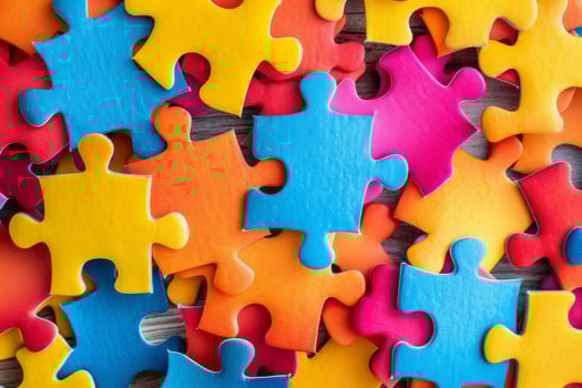 The color puzzle is a symbol of infinity, as the concept of the World Autism Awareness Day. A symbol of autism. photo