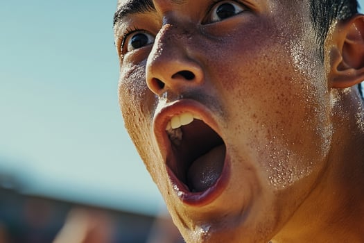 Athlete after releasing the shot put. photo