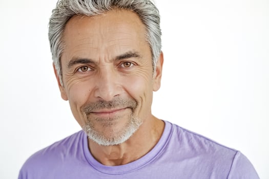 Portrait of a smiling man with gray hair and beard photo