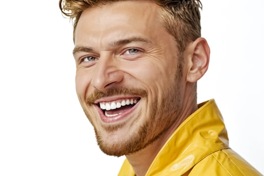 Happy Man In Yellow Jacket photo